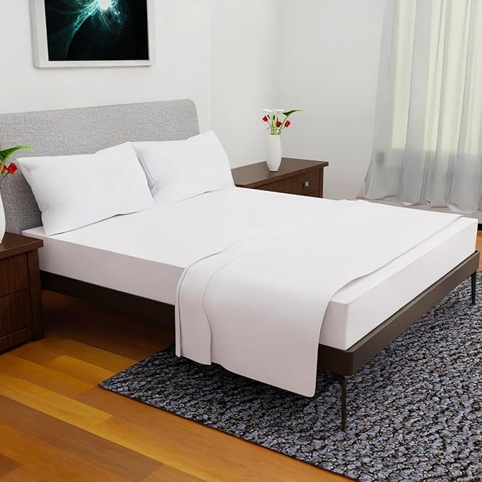 California King Sheet Sets – 4Pcs Cal King Bedding Set, Deep Pocket, Double Brushed Microfiber, Fade Resistant, Soft & Breathable Bed Sheets for Ultimate Comfort(White)