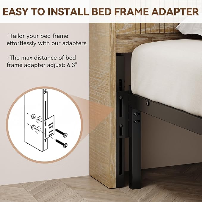 King Headboard Only, 78.7" Wide Wooden Headboard King Size with Storage, Modern Farmhouse Head Board with Outlets & USB Ports, Wall Mounted Headboards with Color-Changing LED, Natural