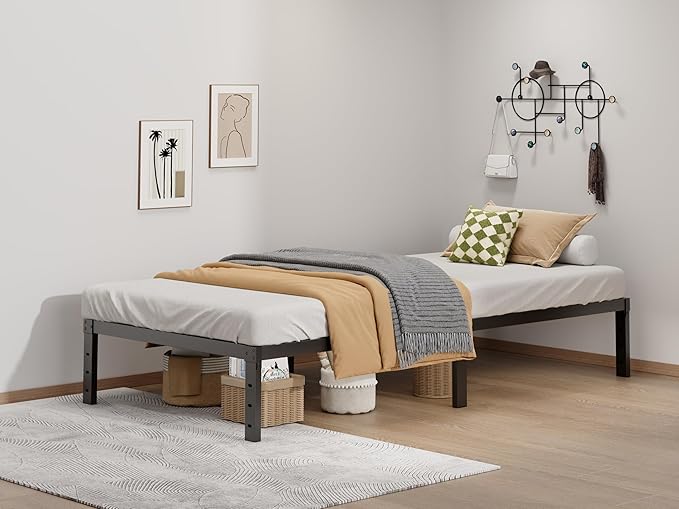 LUMUNANCE Metal Bed Frame Twin Size - 12 Inch Heavy-Duty Twin Platform Bed Frame No Box Spring Needed, Easy Assembly, Noise-Free, Sturdy Mattress Foundation, Underbed Storage Space