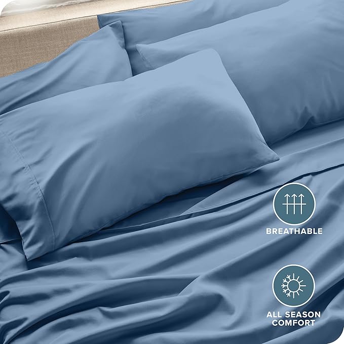 Bare Home Microfiber Bulk Pillow Cases - King Set of 4 - Cooling Pillowcases - Double Brushed - Coronet Blue Pillowcases 4 Pack - Easy Care (King - 4 Pack, Coronet Blue)