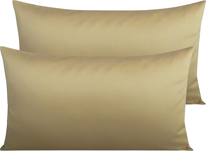 NTBAY Egyptian Cotton King Pillowcases - Set of 2, 500 Thread Count Cotton Pillowcases - Soft and Breathable Envelope Closure Pillow Cases - 20x36 Pillow Covers for Bed, Khaki