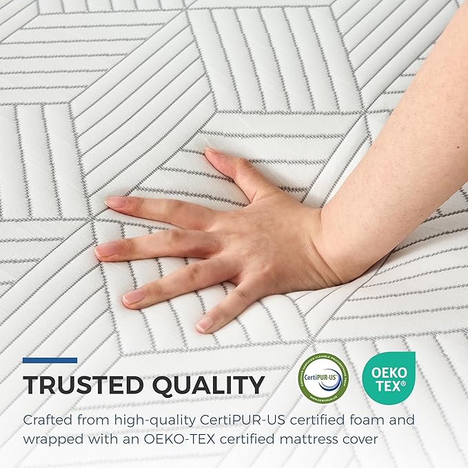FATHOM Firm Queen Mattress 14 Inch Memory Foam Mattress Queen Size Bed in a Box for Back Pain Relief and Cool Sleep with Gel Foam and Removeable Fiberglass Free Cover, CertiPUR-US Certified