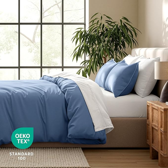 Bare Home Bedding Duvet Cover King Size - Premium 1800 Super Soft Collection - Lightweight, Cooling - Soft Breathable Bedding Duvet Cover (King, Coronet Blue)