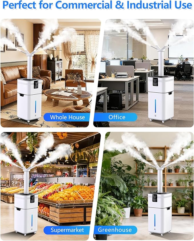 30L/7.93Gal Commercial Humidifier Large Room 4200 sq.ft, Whole House Humidifiers 3000ml/H Mist Output, Cool Mist Industrial Humidifiers for Home, Plants, Office, Warehouse, Greenhouse