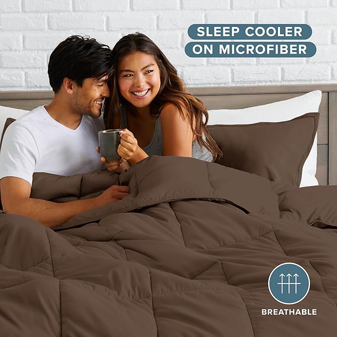Bare Home Comforter Set - California King Size - Ultra-Soft - Goose Down Alternative - Premium 1800 Series - All Season Warmth (California King, Cocoa)