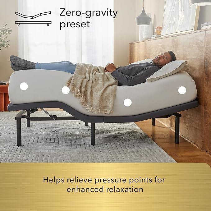 Serta baselogic Level 3 Adjustable Base Bed Frame - King - Head & Foot Adjustability, Wireless Remote, Zero-Gravity and 3 Memory Presets, Single Massage Setting, and USB A&C Charging Ports