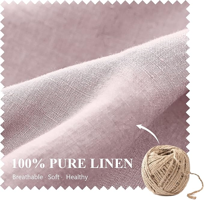 Simple&Opulence 100% Linen Lumbar Pillow Cover 12 x 20 Inches Set of 2 Rectangular Decorative Throw Cushion Cover for Couch Sofa Bed Living Room Office Soft Breathable Farmhouse - Blush Pink