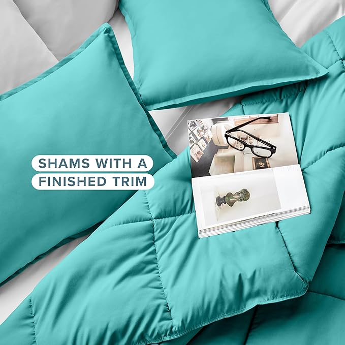 Bare Home Comforter Set - Queen Size - Ultra-Soft - Goose Down Alternative - Premium 1800 Series - All Season Warmth (Queen, Turquoise)