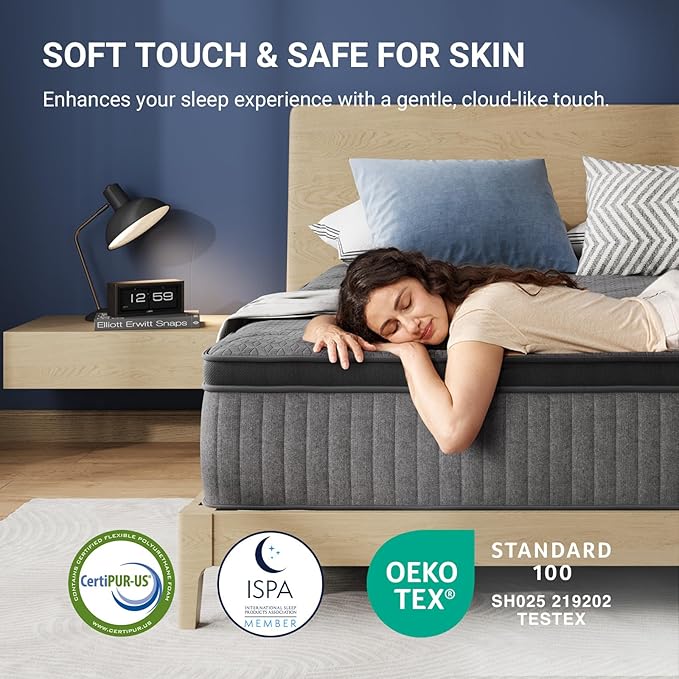 Avenco Queen Mattress, 12 Inch Queen Size Mattress in a Box, Medium Firm Hybrid Mattresses with Smarts™ Coil and Gel Memory Foam for Cool Night Sleep & Pressure Relief, CertiPUR-US Certified