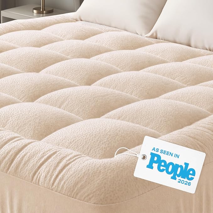 Niagara Sleep Solution Ultra Soft Twin Size Mattress Topper - Rayon Derived from Bamboo Pillow Top Mattress Pad for Back Pain Relief - Naturally Cooling for Hot Sleepers, Beige