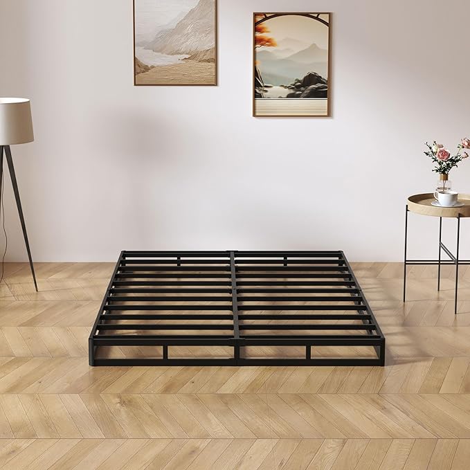 SHOANED Full Size Box Springs - 5 Inch Low Profile Mattress Foundation No Noise Heavy Duty Metal Basics Bed Base with Clean Fabric Cover, Easy Assembly