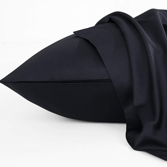NTBAY Egyptian Cotton King Pillowcases - Set of 2, 500 Thread Count Cotton Pillowcases - Soft and Breathable Envelope Closure Pillow Cases - 20x36 Pillow Covers for Bed, Black