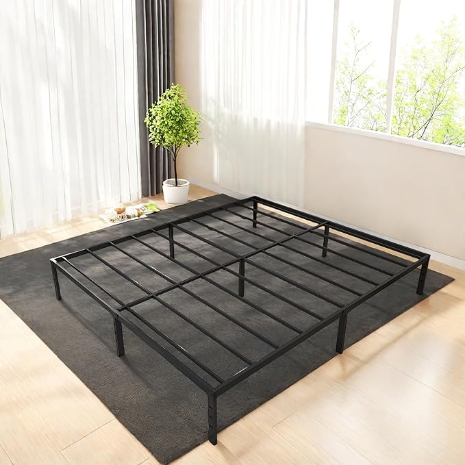 FONTOI Queen Bed Frame, 14 Inch High Metal Platform Bed with Underbed Storage, Max 3500lbs Heavy Duty Metal Slat Support, Easy Assembly, No Box Spring Needed & Noise Free, Black