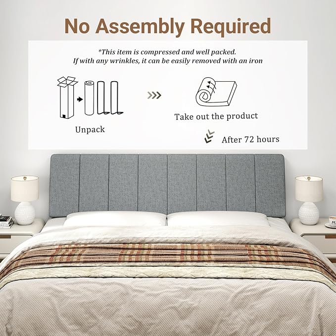 King Size Headboard Only-No Assembly, Upholstered Headboard King Size Linen Fabric Modern Style Headboards Extra-Thick, Dark Gray