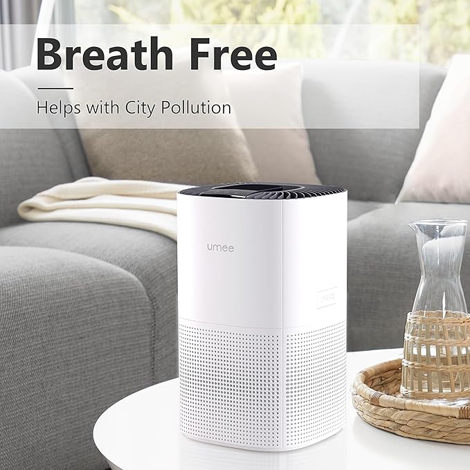Air Purifier for Home Bedroom, Circulating Air for Room Up to 540 ft², Sleep Mode with 24 dB Quiet, 4 Modes, 12 H Timer, Portable for Office, Dorm, Kitchen, Living Room, White