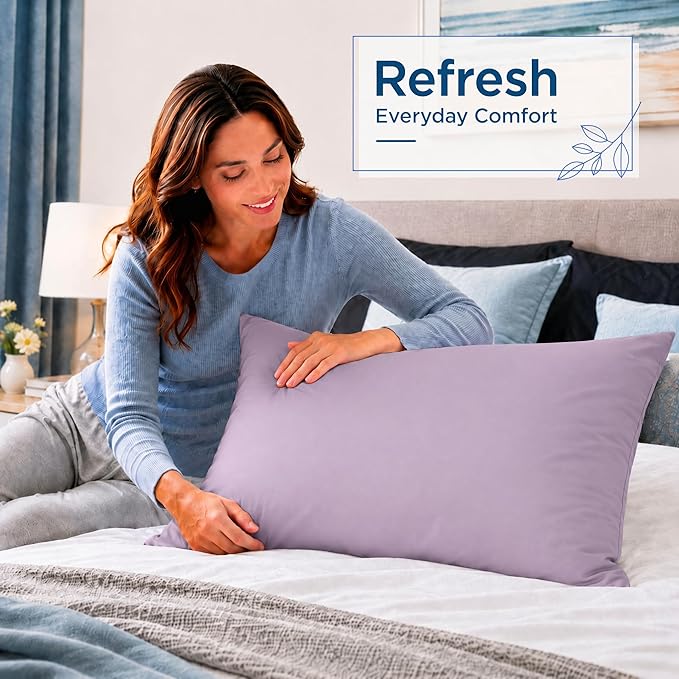 ZPECC Pillow Cases Standard Size Set of 4, 20x26 Envelope Closure Pillowcases, Soft Plain Brushed Microfiber Covers Hypoallergenic Breathable, Lavender
