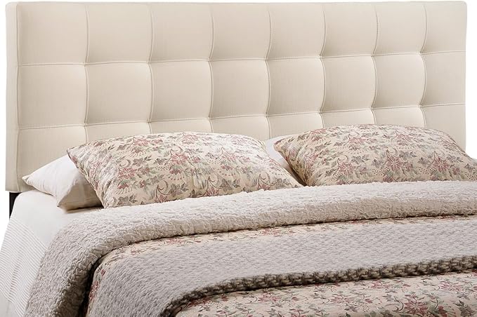 Modway Lily Tufted Linen Fabric Upholstered Queen Headboard in Ivory
