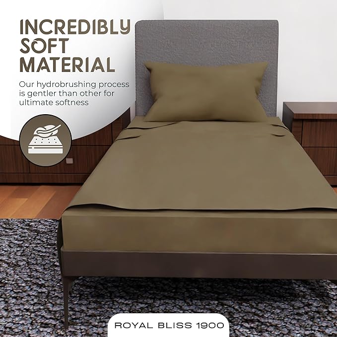 Twin Bedding - 3-Pcs Set - Deep Pockets - Cooling Twin Bed Sheets - Soft, Comfortable and Cozy Bed Sheets - Perfect for Any Bedroom (Taupe)