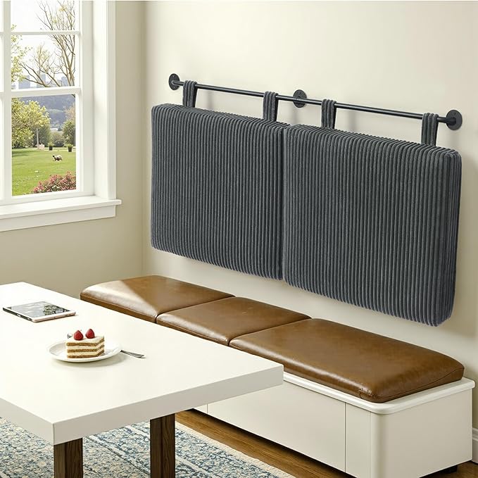 Headboard Queen Size，Modern Wall Mounted Headboards with LED Light for Bed with Upholstery Hanging Headboard for Bedroom,Featuring High-Density Sponge Padding，Grey
