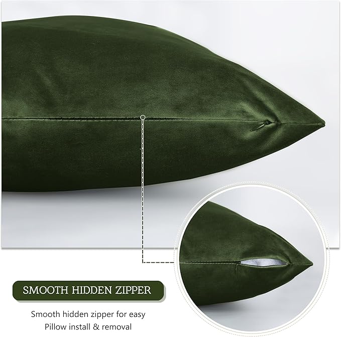 StangH Moss Green Body Pillowcover Christmas Velvet Pillowcase for Bed Couch, Super Soft Pillow Cover with Hidden Zipper for Pregancy/Back Neck Pain, 20 x 54-inch, 1 Piece