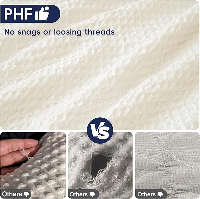 PHF Ultra Soft Waffle Weave Body Pillowcase with Zipper, No Insert, 1Pack 20" x 54" Pillow Sham, Breathable & Skin-Friendly Body Pillow case, Stylish Decorative Bed Pillow Cover, Coconut White