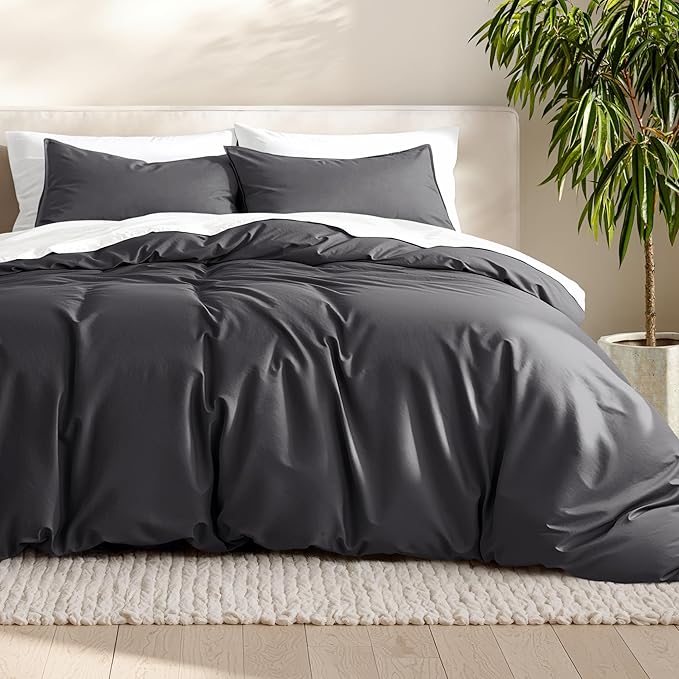 Bare Home Bedding Duvet Cover California King Size - Premium 1800 Super Soft Collection - Lightweight, Cooling - Soft Breathable Bedding Duvet Cover (Cal King, Forged Iron Grey)