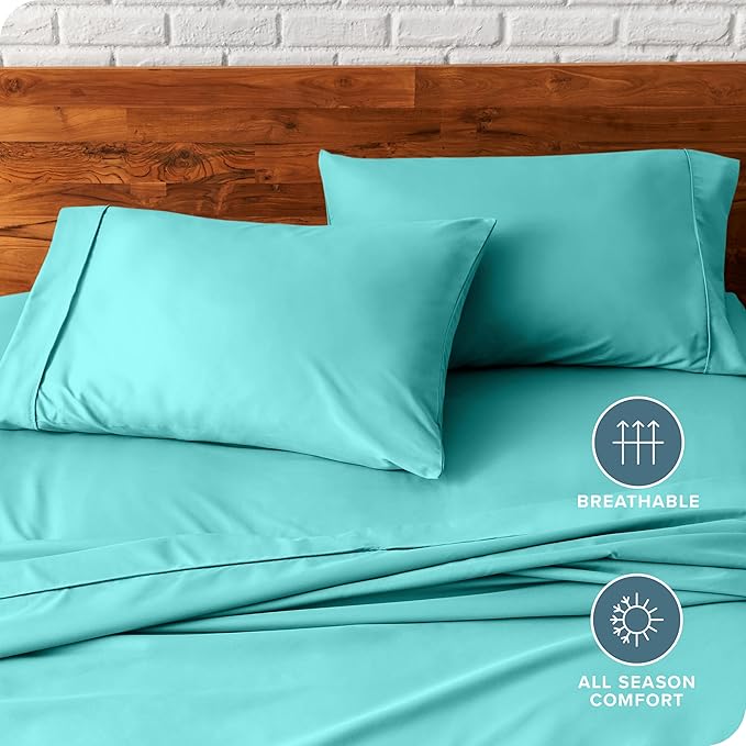 Bare Home Microfiber Pillow Cases - King Size Set of 2 - Cooling Pillowcases - Double Brushed - Turquoise Pillowcases 2 Pack - Easy Care (King Pillowcase Set of 2, Turquoise)