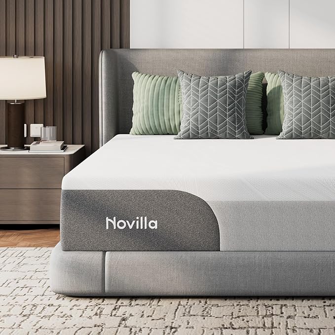 Novilla Twin XL Mattress 12 Inch, Gel-Infused Bliss Cooling Memory Foam Mattress Twin XL in a Box with Cool-Touch Nylon Cover, Pressure Relief & Body Support with CertiPUR-US Certified Foam