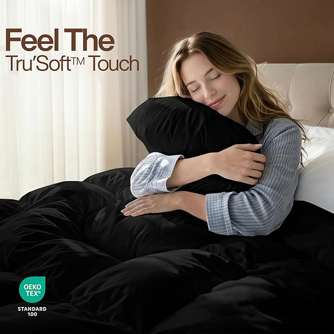Utopia Bedding Twin Comforter Duvet Insert, Quilted Black Comforter with Corner Tabs, Box Stitched Down Alternative Comforters Twin Size 64 x 88 inches
