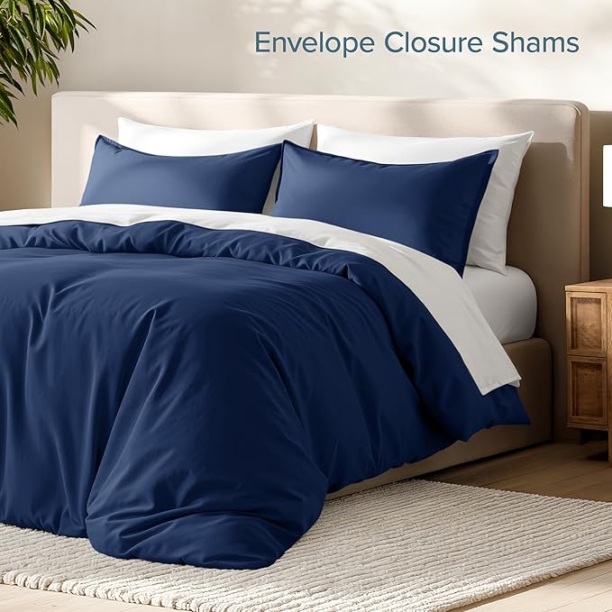 Bare Home Bedding Duvet Cover King Size - Premium 1800 Super Soft Collection - Lightweight, Cooling - Soft Breathable Bedding Duvet Cover (King, Dark Blue)