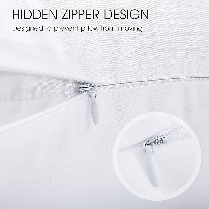 Cotton Pillow Protectors/Cases King Size with Zipper 2 Pack White Color,Cooling & Breathable Bed Pillow Protectors Set of 2 Pillow Cases Cover (King Size 20" x 40")