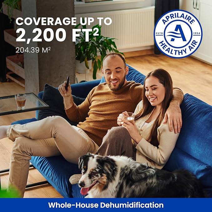 AprilAire E070 Crawl Space Dehumidifier for Basement & Crawlspace – 70-Pint High-Capacity Commercial Dehumidifier for Homes Up to 2,200 Sq. Ft. with Pump, Drain Hose, & Hanging Kit for DIY Install