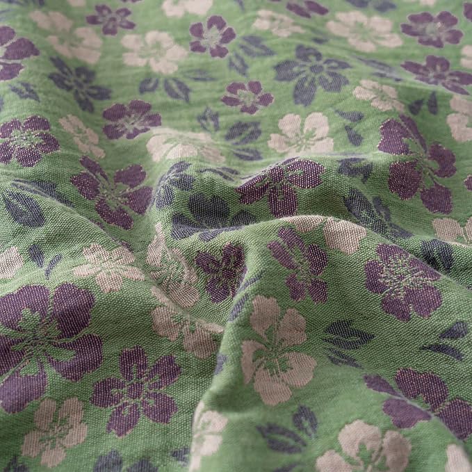 VM VOUGEMARKET Vintage Floral Jacquard Duvet Cover Set King Breathable Double Layered Gauze Bedding Collection for All-Season,Green & Purple