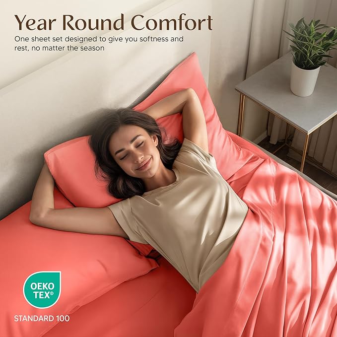 Utopia Bedding Twin Sheet Set – 3 Piece Bed Sheets for Twin Size Bed, Soft and Breathable Microfiber, Includes 1 Fitted Sheet, 1 Flat Sheet and 1 Pillowcase – Oeko Tex (Coral)