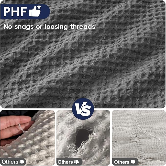 PHF Ultra Soft Waffle Weave Pillow Shams California King Size, No Insert, 2 Pack 20" x 40" Pillowcases,Breathable & Skin-Friendly Pillow Cases, Stylish Decorative Bed Pillow Cases Covers, Grey