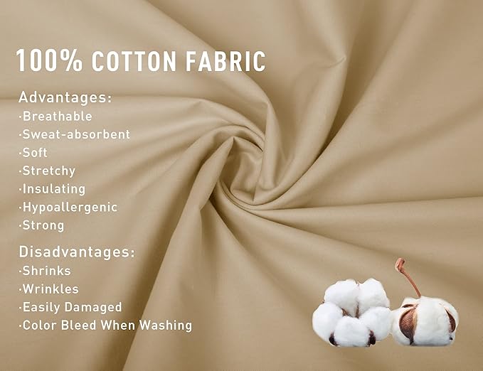 Sunflower Body Pillowcase 100% Cotton Long Pillow Cover/Case Envelope Closure 1 Pack, 20×54 inches Sandshell, Soft and Breathable