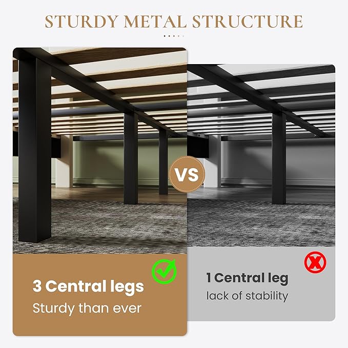 SHA CERLIN King Size Platform Bed Frame with Adjustable Headboard and Wooden Slats Support, Boucle Upholstered Mattress Foundation, No Box Spring Needed, Easy Assembly, Soft Cream
