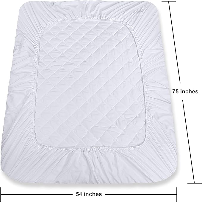 Utopia Bedding Quilted Fitted Mattress Pad, Full Size, Elastic Fitted Mattress Topper Protector and Cover with Deep Pocket Stretches up to 16 Inches, Machine Washable (White)