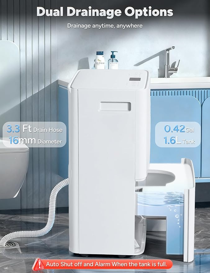 34 Pint Dehumidifier for Home up to 2500 Sq.Ft, Smart WiFi Dehumidifier with App & Voice Control, Dehumidifier with Drain Hose, Auto Defrost, 24H Timer, Quiet for Bedroom Basement Bathroom RV