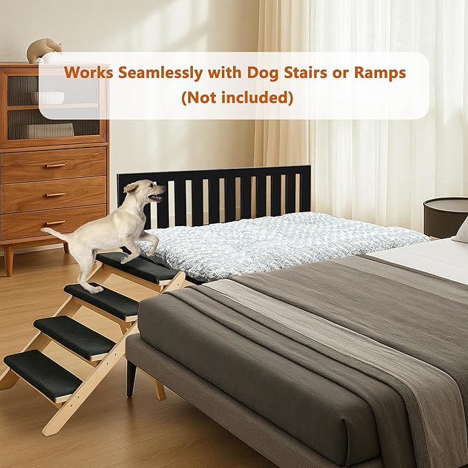 Beside Dog Bed,Adjustable Height Dog Bunk Beds,48''x 30'' Metal Dogs Bed Frame with Cushion,X-Large