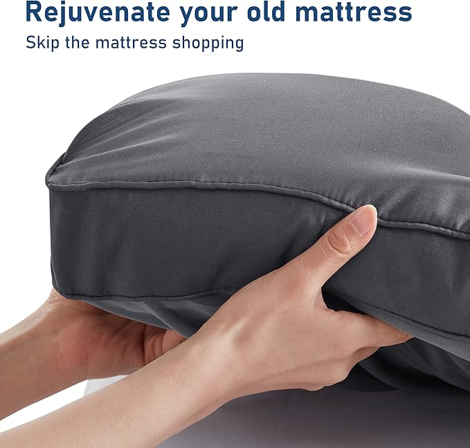 Full Mattress Topper Extra Thick Pillowtop Cooling Mattress Topper Plush Mattress Pad Cover Protector with 8-21 Inch Deep Pocket 3D Snow Down Alternative Fill Grey