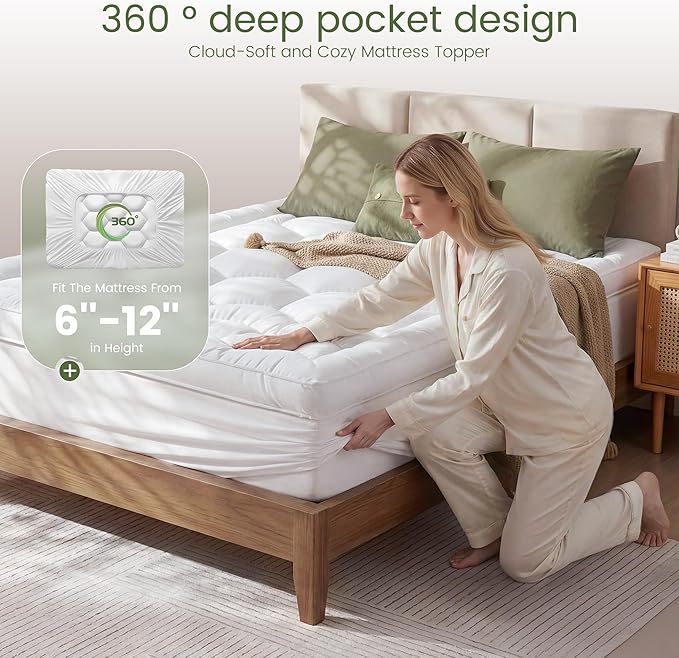 Full Size Mattress Topper, 3 Inch Hybrid Filling for Balanced Sleep, Extra Thick Mattress Topper with Breathable Cover, Universal Fit for Bedrooms, Guest Rooms & RVs