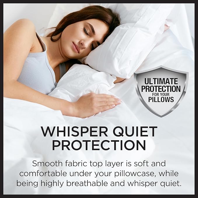 Protect-A-Bed AllerZip King 20" x 36" Pillow Protectors (Set of 2), Bed Bug and Dust Mite Proof, Noiseless and Odor-Resistant Pillow Covers, 100% Waterproof, Machine Washable
