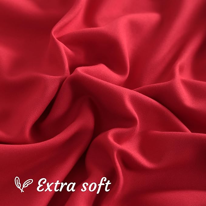 NTBAY King Pillow Cases Set of 2, 2 Pack Brushed Microfiber 20x40 Pillow Cases, Soft, Wrinkle, Fade, Stain Resistant Red Pillow Cases with Envelope Closure, 20x40 Inches, Red