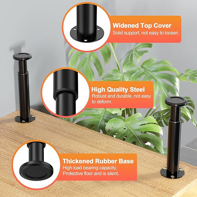 Wlrrcwdttc 4 Pcs Metal Adjustable Furniture Legs 4.72-7.87 inch, Adjustable Cabinet Legs for Sofa/Bed/Chair/Couch/Dresser/Table,Heavy Duty Bed Replacement Support Legs for Bed Frame/Bed Center Slat