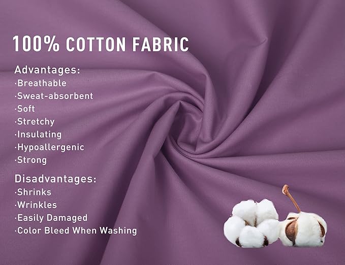 Sunflower Body Pillowcase 100% Cotton Long Pillow Cover/Case Envelope Closure 1 Pack, 20×54 inches Dark Purple, Soft and Breathable