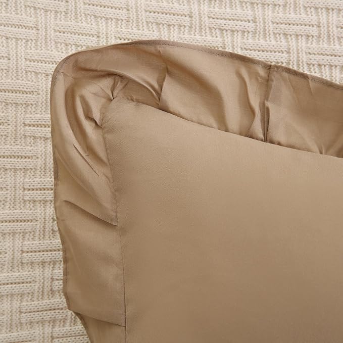 Merryword Taupe Pillow Shams Taupe Ruffle Standard Pillowcases Cute Pillow Cover Set of 2 Shabby Chic Soft Microfiber Pillowcases 2 Pack