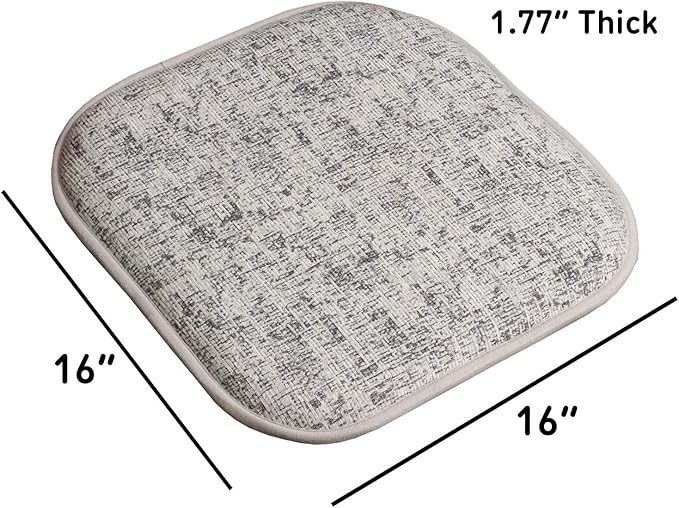 Sweet Home Collection Chair Cushion Memory Foam Pads Honeycomb Pattern Slip Non Skid Rubber Back Rounded Square 16" x 16" Seat Cover, 12 Pack, Broadway Black/White