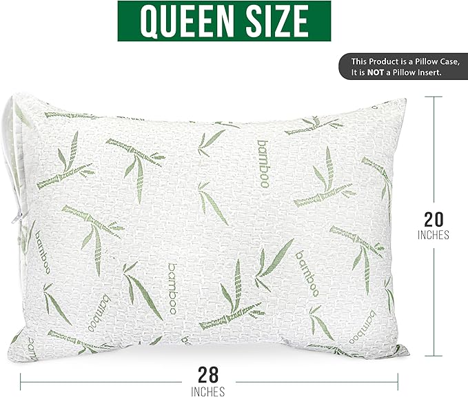 Utopia Bedding Waterproof Pillow Protectors with Zipper Queen Size (2 Pack), Soft and Cooling Bamboo Viscose Pillow Covers, Bed Bug Proof Pillow Encasements 20 x 28 Inches
