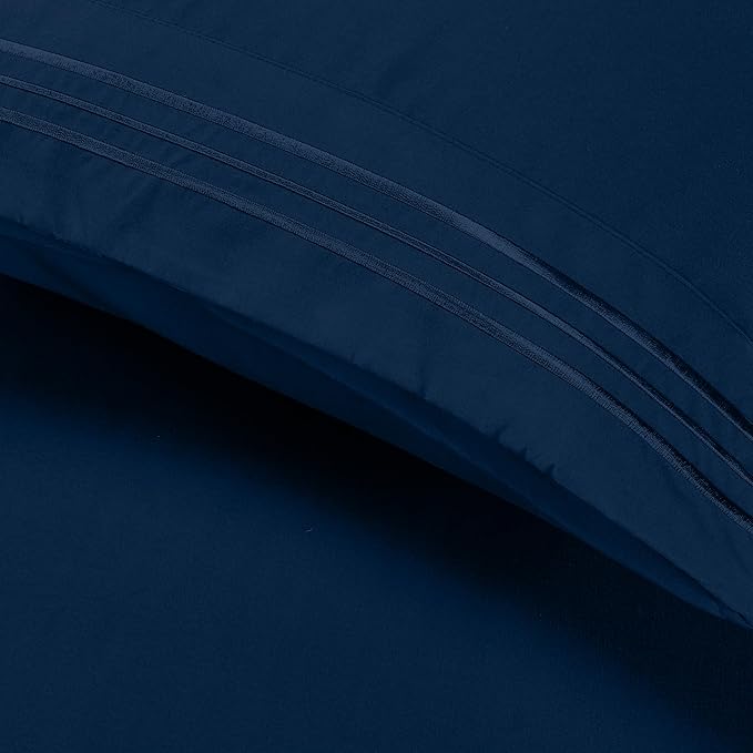 Elegant Comfort Luxury Ultra-Soft 2-Piece Pillowcase Set - 1500 Premium Hotel Quality Microfiber Double Brushed - Wrinkle Resistant, Standard/Queen, Navy Blue